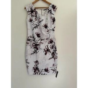 Chic Floral Midi Dress - White and Purple
